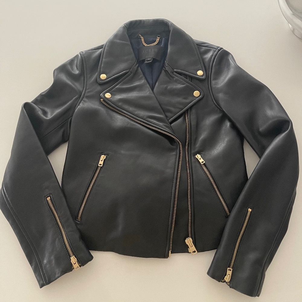 J.Crew Collection Black Leather Moto Jacket